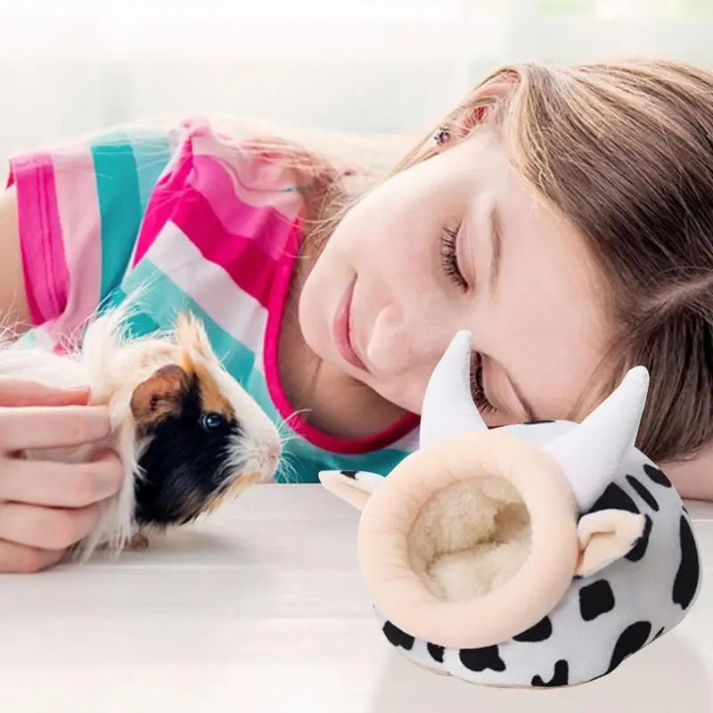 Warm Cave Bed Cow Shape for Hamsters and Small Pets