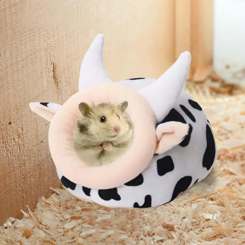 Warm Cave Bed Cow Shape for Hamsters and Small Pets