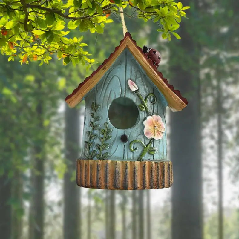 Hangable Bird Houses For Outside Resin Hand Carved Outdoor Bird Nest