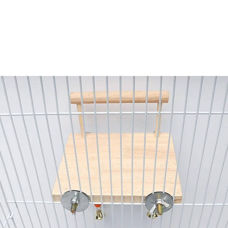 Bird Swing Toy Wooden Parrot Perch Stand Playstand with Chewing Beads Cage Playground for Budgie Birds