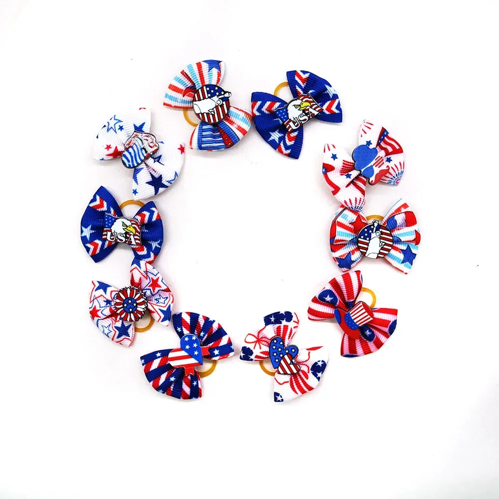 50pcs Pet Dog Hair Bows Accessories for Independence Day