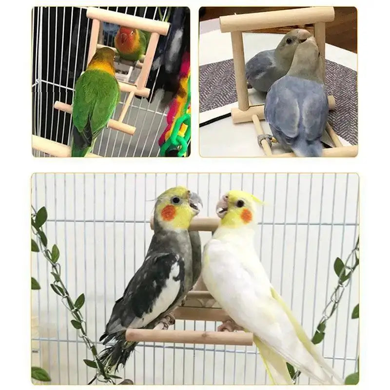 Bird Swing Toy Wooden Parrot Perch Stand