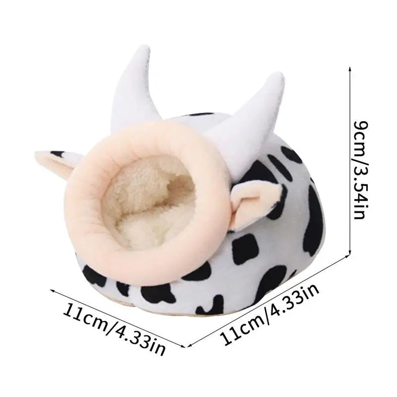 Warm Cave Bed Cow Shape for Hamsters and Small Pets