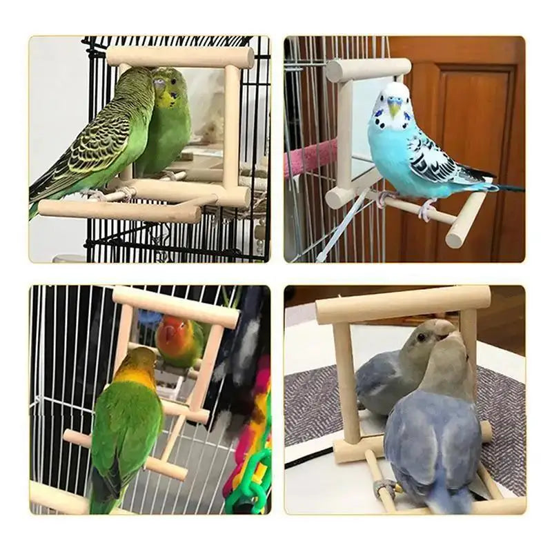 Bird Swing Toy Wooden Parrot Perch Stand