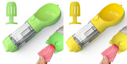 Pet Outdoor Travel 3 In 1 Pet Water Bottle, Feeder Bowl and Garbage Bag Storage