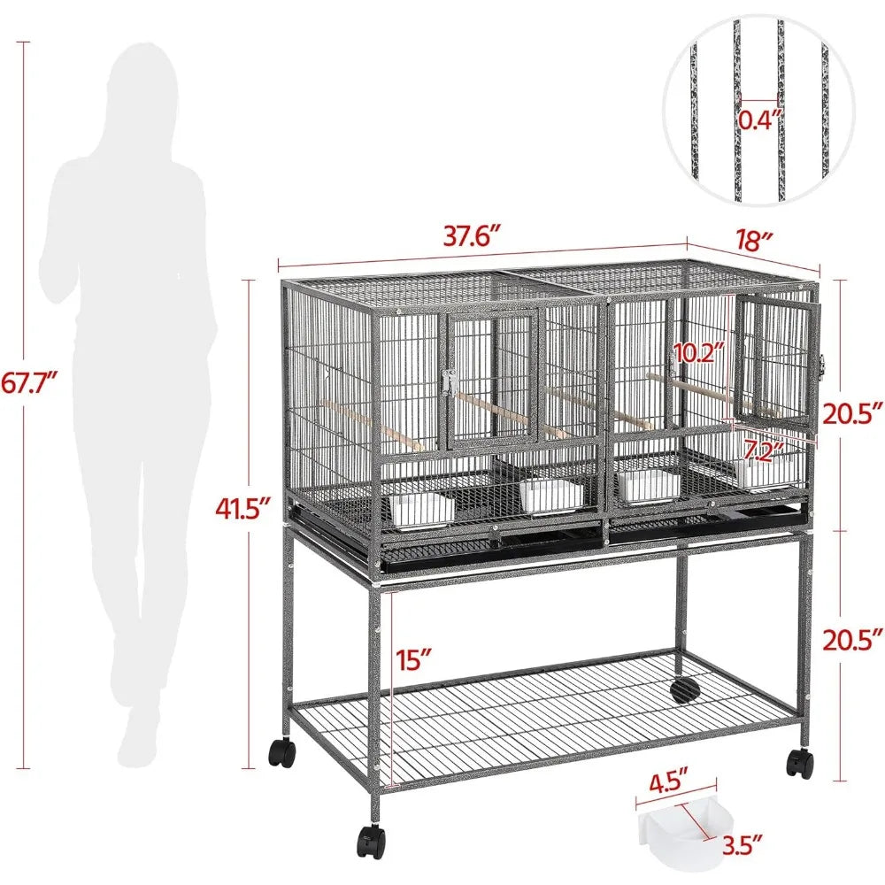 Bird Cage, 41.5 "stackable Separation, Canary Parrot Cage for Breeders