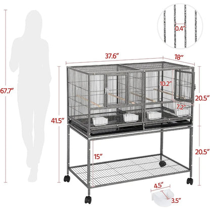 Bird Cage, 41.5 "stackable Separation, Canary Parrot Cage for Breeders