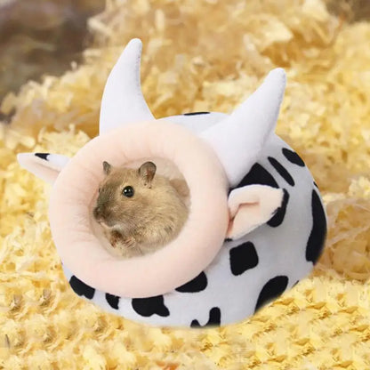 Warm Cave Bed Cow Shape for Hamsters and Small Pets
