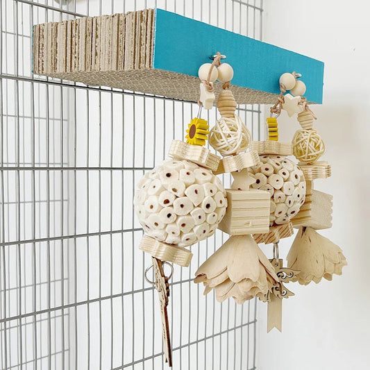 Birds Chewing Toys Parrots Cardboard Platform Playground Paw Grinding Stand Climbing Ladder For Parakeet Cockatiel Perch