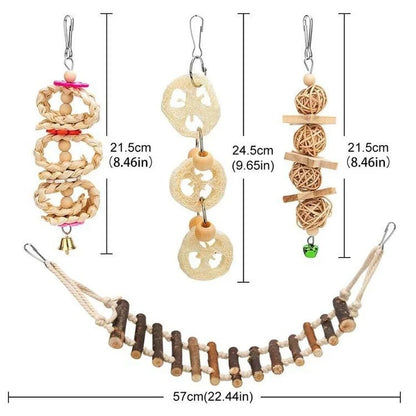 8PCS Set Combination Parrot Bird Wood Toys