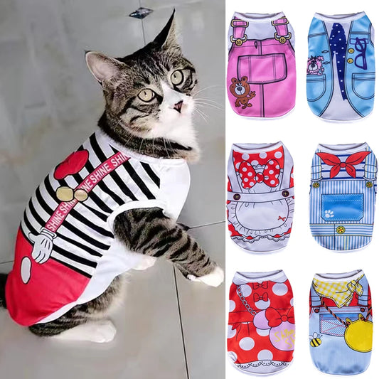 Sweet Print Sphynx Cat Clothes for Summer Pet Vest for Cats