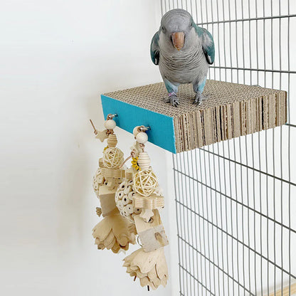 Birds Chewing Toys Parrots Cardboard Platform Playground Paw Grinding Stand Climbing Ladder For Parakeet Cockatiel Perch