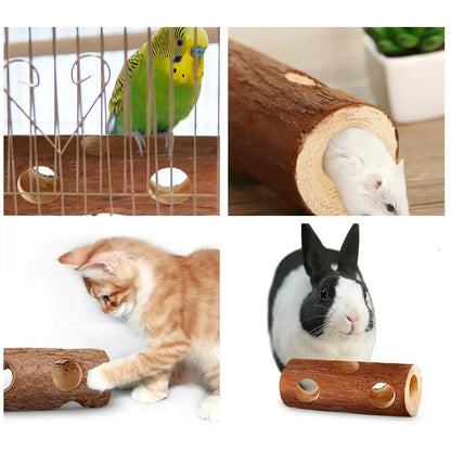 Hamster Natural Wooden Tunnels Tubes Bite-resistant Hideout Tunnel