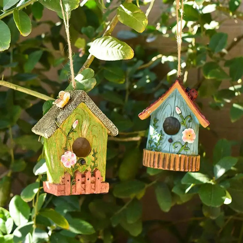 Hangable Bird Houses For Outside Resin Hand Carved Outdoor Bird Nest