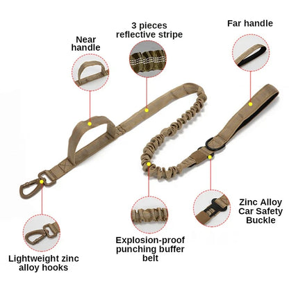 Dog Collar Leash Set Adjustable Military Pet Collar Leash Medium